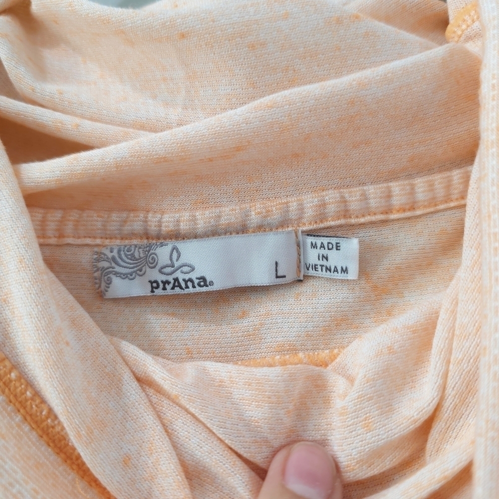 PRANA Oceana Cowl Neck Pullover Shirt In Cantelope, Soft Athleisure, Hemp Blend - Picture 5 of 13